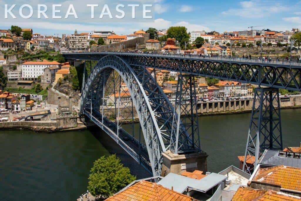 Scenic view of the Dom Luís I Bridge spanning the Douro River in Porto, Portugal.