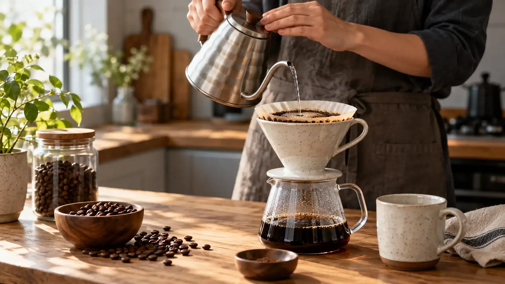 Preparación de café de especialidad en casa con un filtro manual